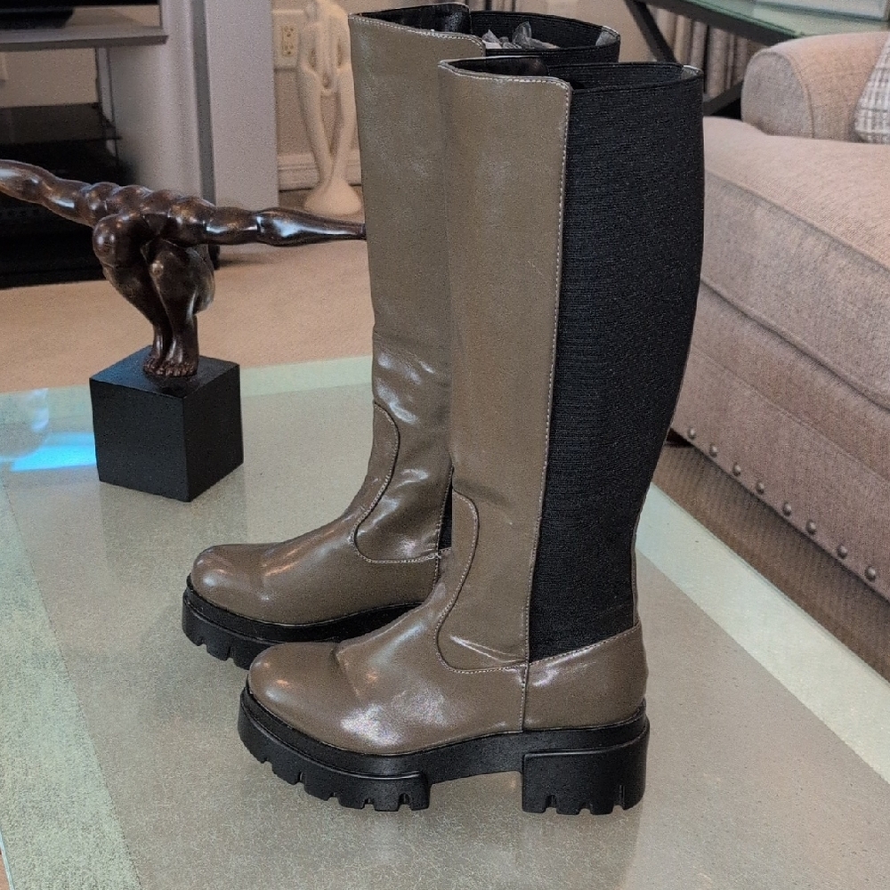Black and Khaki Green Boots